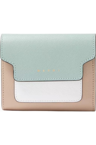 Marni Colour-blocked Saffiano Deri Cüzdan, Çok Bölmeli Şık Tasarım Açık Mavi