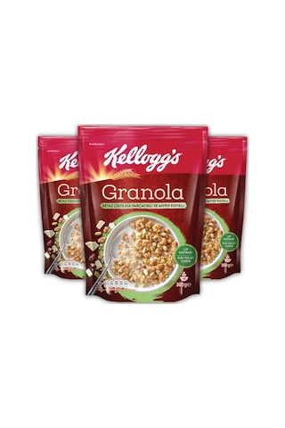 Kellogg's Beyaz Çikolata Parçacıklı ve Antep Fıstıklı Granola 3 x 300 G