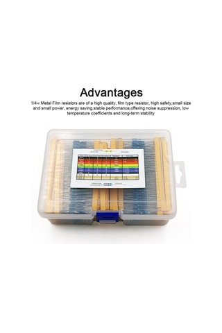 Yifomall 2600 Adet 1/4w Metal Film Direnc Seti, 130 Farklı Sık Kullanılan Değer, 1% Hassasiyetli, Elektronik Projeler İçin Kutulu Tam Seri