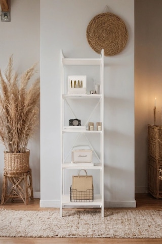 Nilamu Beyaz 45 Cm Kitaplık, Metal Aksamlı, Organizer, Ofis, 45 170 34 Cm Beyaz