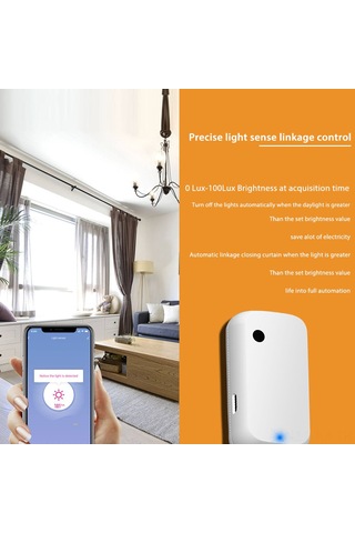 Kangvka Tuya Akıllı Ev Işık Şiddeti Sensörü, Wifi Bağlantılı, 0-1000 Lux Ölçüm Aralığı, Ev Otomasyonu Işık Kontrol Cihazı Beyaz