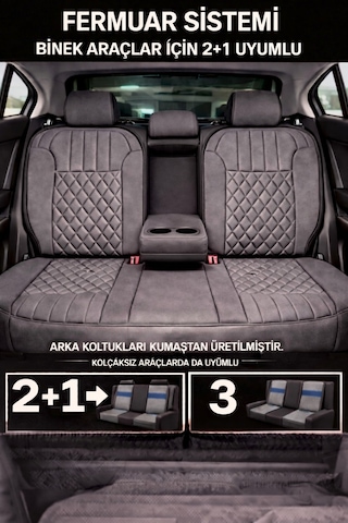Dacia Jogger 2022 Ve Sonrası Uyumlu Zerafet Serisi Gri Siyah 5'li Ortopedik Koltuk Minderi 41626941