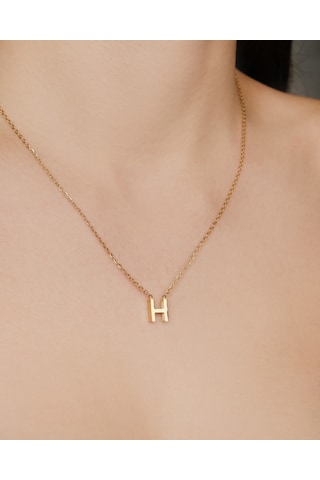 Lekka Design Kadın Kararmaz Çelik Takı H Harf Kolye Altın