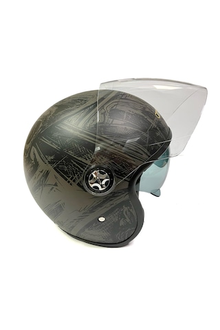 Citycoco Grafiti Desenli Çift Vizörlü Motosiklet Yarım Açık Kask