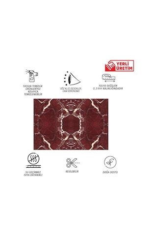 Kendinden Yapışkanlı Bordo Mermer Desenli Pvc Panel 41x62 Cm 4 Adet / 1 M²