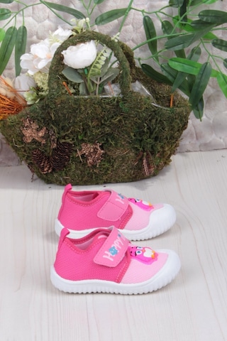 Fort 3356 Gz Kuş Figürlü Anaokulu Kreş Ev Kız Çocuk Keten Panduf Ayakkabı Fuşya