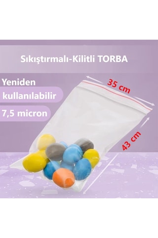 Kilitli Şeffaf Torba 5'li 7.5 Mikron 35 X 43 Cm