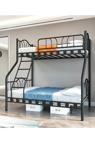 Missidea İmaj 3 Kişilik Ebeveyn 3'lü Metal Ranza Siyah 90x190 Cm 90 x 190