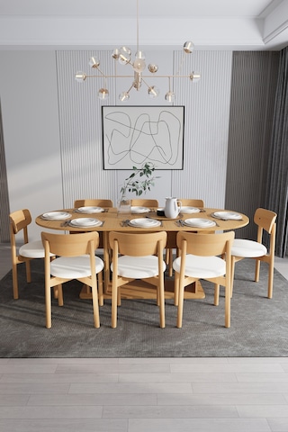 Modern 8 Kişilik Mutfak Yemek Masası Ve Sandalye %100 Mdf Mutfak Yemek Odası Masası Takımı Ymt08 Karına