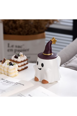 Qingmipy Halloween Canavar Figürlü Seramik Kupa 401-500ml Büyük Kapasiteli Ofis Kahve Süt Bardak Çok Renkli