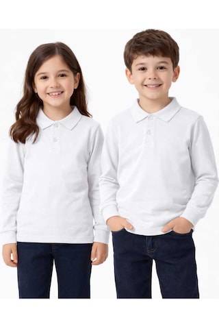 Store Beyaz Polo Yaka Uzunkol T-shirt Beyaz