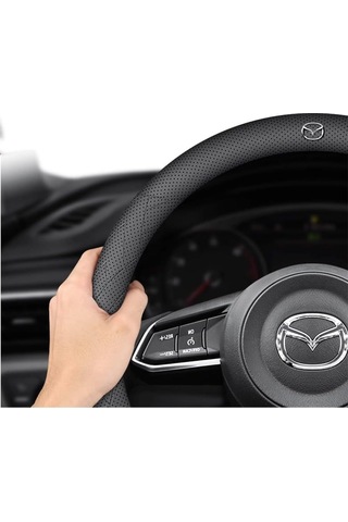 Yifomall Mazda 3 Cx4/5/6 İçin Deri Direksiyon Kılıfı - Kırmızı Düzeltme İşaretli Lüks Tasarım Kırmızı