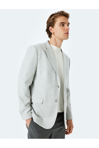 Koton Slim Fit Pamuk Karışımlı Cep Detaylı Mono Yaka Blazer Ceket Gri 5sam50004hk Gri