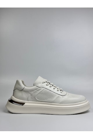 Daytex 2568 Togga - İçi Dışı Hakiki Deri Gizli Bağcıklı Silikon Kabartmalı Hafif Eva Taban Ortopedik Erkek Spor Sneaker Beyaz