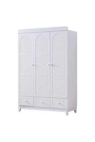 Antalya Çocuk Odası Takımı, Antalya Yavrulu Karyola, Berlin 3 Kapaklı Dolap, Şifonyer - Beyaz Renkli