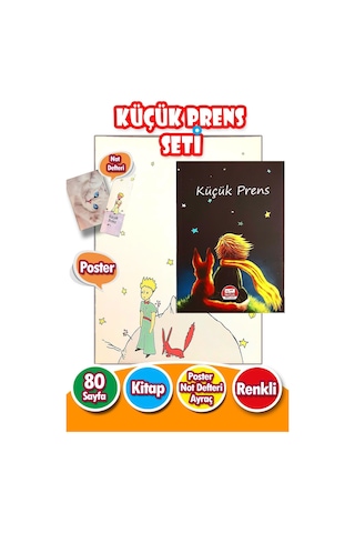 Küçük Prens Kitap Seti Poster Not Defteri Ayraç Hediyeli