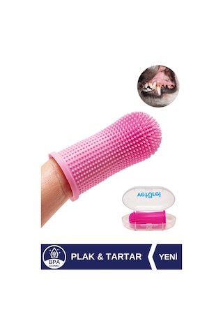 Veturel Köpek Diş Fırçası Parmak Fırça Silikon Fırça Köpek Ağız Kokusu Plak Tartar Hijyenik Saklama Kutulu