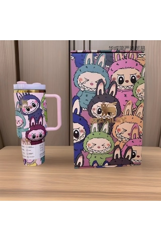 Rabb Termos Kupası Araba Kupası Çiçek Termos Kupası Stanley Pipet Kupası Pembe