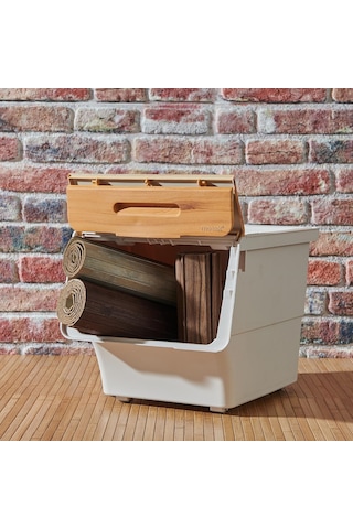 Technow Motek 12 Litre Bambu Desen Tekerlekli Tekli Organizer