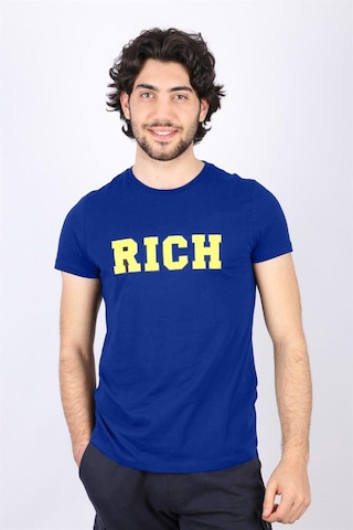 Rich Erkek Nakış Baskılı T-shirt Mavi
