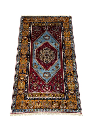 El Dokuması Yahyalı Halısı 122x210 Kök Boyası Mavi %100 Yün Halı