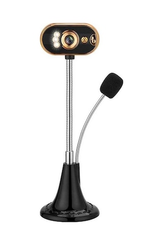 Novahub Mikrofonlu Web Kamerası Led Hd Usb Masaüstü Oyun Konferans Altın Video