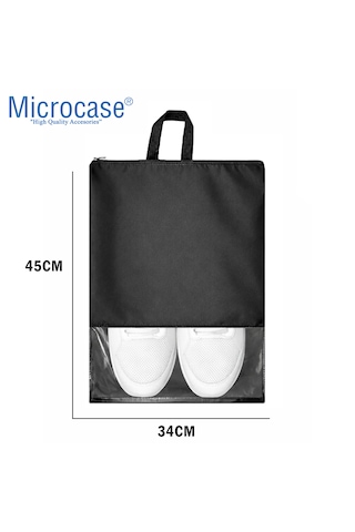 Microcase Çok Amaçlı Şeffaf Pencereli Ayakkabı Düzenleyici Seyahat Çantası Hurç 45x34 Cm 15 Adet Al5501 Siyah