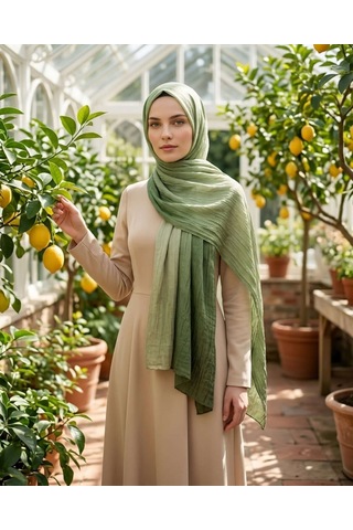 Moda Nuda Degrade Bambu Kraş Şal Yeşil Çağla - Mira İpek Yeşil - Çağla