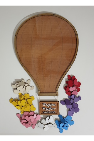 Hdrlazerdizayn Ahşap Balon Model Anı Defteri Pano