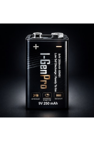 I-gen Pro 6hr61 9v 250 Mah Şarj Edilebilir 9 Volt Pil 1.2v Ni-mh Şarjlı Pil 16'lı Paket