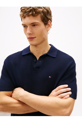 Tommy Hilfiger Cool Touch Structure Ss Polo Erkek Mavi Sweatshirt - Mw0mw42795