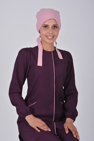 Patlıcan Moru Soft Likra Hemşire Doktor Tesettür Alt Üst Takım Ün
