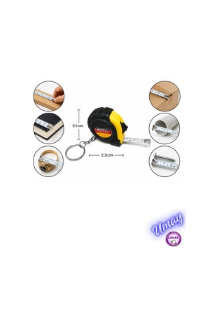 3 Adet 1 Metre Mini Şerit Metre Anahtarlık Cep Tipi Taşınabilir Mezura Ölçü Metresi 3,3 X 3,3 Cm 1 M