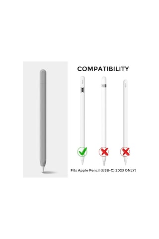 Apple Pencil Usb-c İçin Uyumlu Koruyucu Esnek Silikon Kılıf Kalem Değildir Gri
