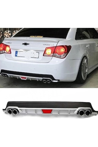 Chevrolet Cruze Sedan Gri Difüzör Difizör Yuvarlak Egzoz Görünüm Kulaklı Tip 2008 - 2015 Uyumlu
