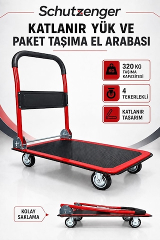 Maksimum 320 Kg Kapasiteli Platformlu Taşıma Arabası Katlanabilir 4 Tekerlekli Yük Ve Koli Taşıma Arabası Tp12