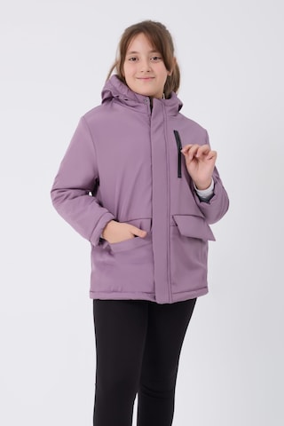 Kız Çocuk Lila Içi Kürklü Su Ve Rüzgar Geçirmez Kapüşonlu 3 Cep Kışlık Mont & Kaban & Parka Lila