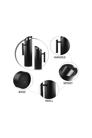 Geeroyoo 1.5l Paslanmaz Çelik Soğuk İçecek Sürahisi, Buz Koruyuculu, Ev Ve Cafe Kullanımı İçin Siyah