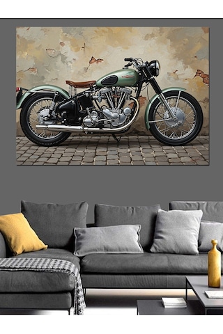 Ahşap Tablo Modern Tasarımlı Klasik Yeşil Motosiklet Yiyecek Ve İçecek Tabloları