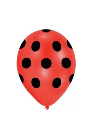 Siyah Puantiyeli Kırmızı Balon 5'li Paket Kırmızı