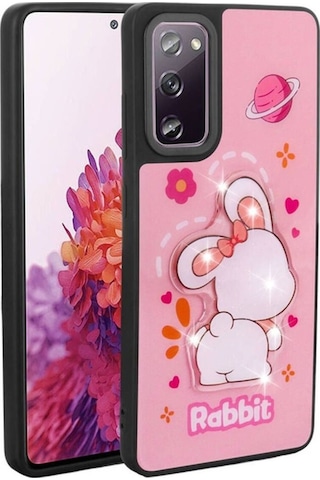 Galaxy S20 Fe Kılıf Parlayan Kabartmalı İkonik Figürlü Zore Amas Silikon Kapak Pembe