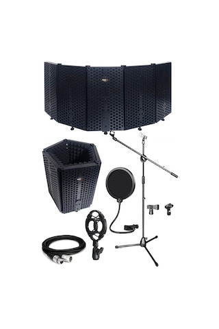 Midex Pf-43X Set Mikrofon Ses Yalıtım Paneli Stand Filtre Shock M