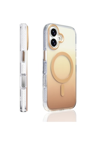 Apple Uyumlu iPhone 17 Kılıf M-safe Şarj Özellikli Transparan Renk Geçişli Kapak Toros Pembe