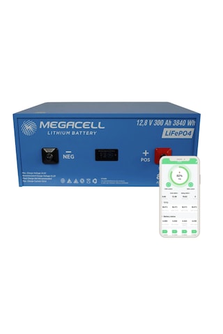 Megacell 12.8v 300ah Lifepo4 Lityum Demir Fosfat Akü Bluetoothlu