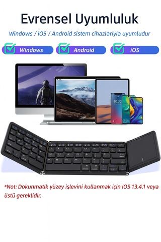 İos Uyumlu Android Tablet Telefon Için Taşınabilir Mini Katlanır Klavye