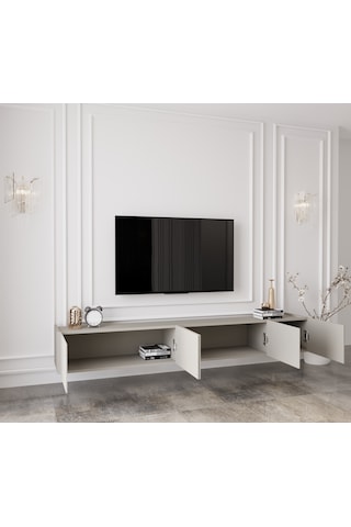 Capella Kumtaşı Rengi Mdf 5 Kapak Duvara Monte 200 Cm Tv Ünitesi