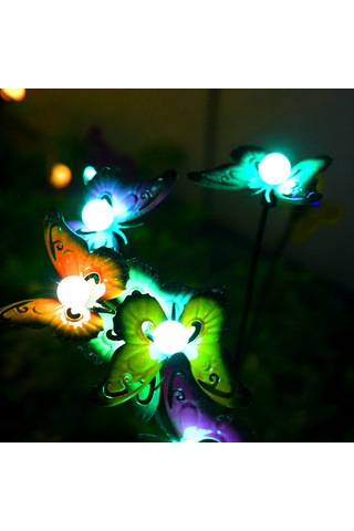 Ximistore9 Güneş Enerjili Bahçe Aydınlatması - Demir Çiftlik Kanatlı Motifli, Ip65 Su Geçirmez, Renkli Işık, 6 Ayağa Sahip, 1 Adet