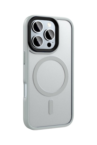 Zore Apple iPhone Uyumlu 16 Pro Max Kılıf Mat Arka Yüzey Wireless Şarj Özellikli Omsy Flet Magsafe Kapak-siyah