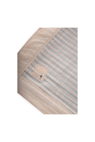 Kalın Biyeli Çift Kat Ham Battaniye 85x90 Cm Mavi Çift Çizgili Mavi