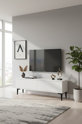 Tsa1299b Aplos Tv Stand, Tv Sehpası Beyaz 120cm